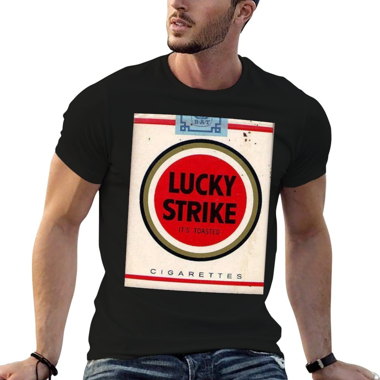 Camiseta masculina Lucky Strik - Anime Merchandise For Men avaliação e preço